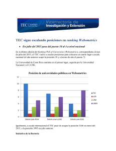 TEC sigue escalando posiciones en ranking Webometrics