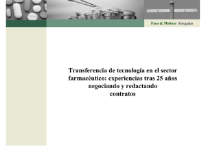 Transferencia de tecnología en el sector farmacéutico: experiencias