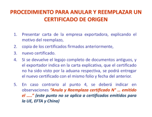 procedimiento para anular y reemplazar un certificado de origen