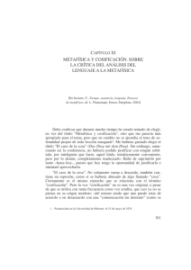 metafísica y cosificación. sobre la crítica del análisis del lenguaje a