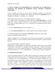 x. efecto sobre los estimadores de la violación de las hipótesis o