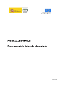 PROGRAMA FORMATIVO Encargado de la industria alimentaria