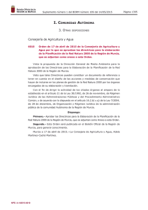 Orden de 17 de abril de 2015 de la Consejería de Agricultura y