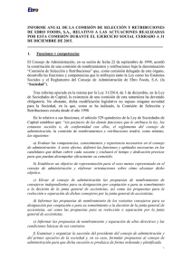 Informe de la Comisión de Auditoría y Control sobre su