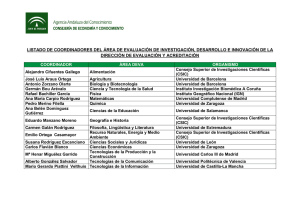 List of Area Coordinators of Evaluation of Research, Development