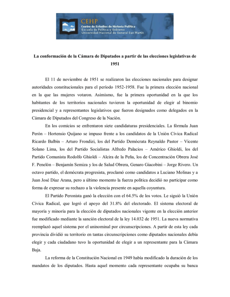 Elecciones 1951 Universidad Nacional de San Martín