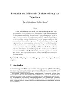 Reputation and Influence in Charitable Giving: An