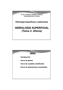 HIDROLOGÍA SUPERFICIAL (Tema 3: Aforos)