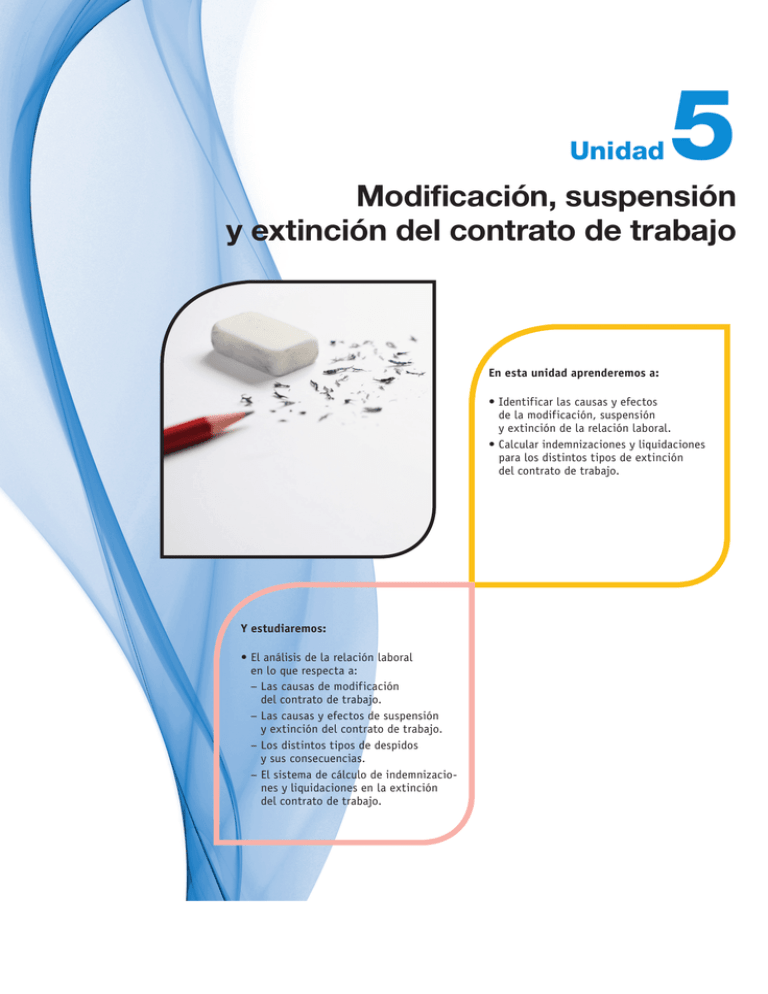 Modificación, Suspensión Y Extinción Del Contrato De Trabajo