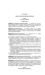 LEY Nº 815-N ESTATUTO DE LOS PARTIDOS POLÍTICOS Título I