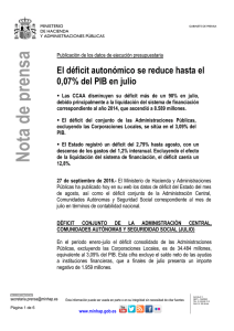 N ota de prensa - Ministerio de Hacienda y Administraciones Públicas