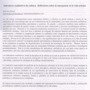 indicadores cualitativos de cultura. Reﬂexiones sobre la emergencia