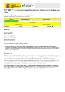 Prevención del riesgo biológico en el laboratorio: trabajo con virus