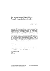 The transmission of Rabbi Moses Arragel: Maqueda, Paris, London