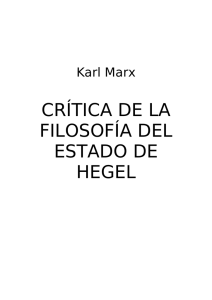 Marx – Crítica de la Filosofía del Estado de Hegel