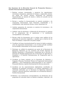 Son funciones de la Dirección General de Promoción Externa y