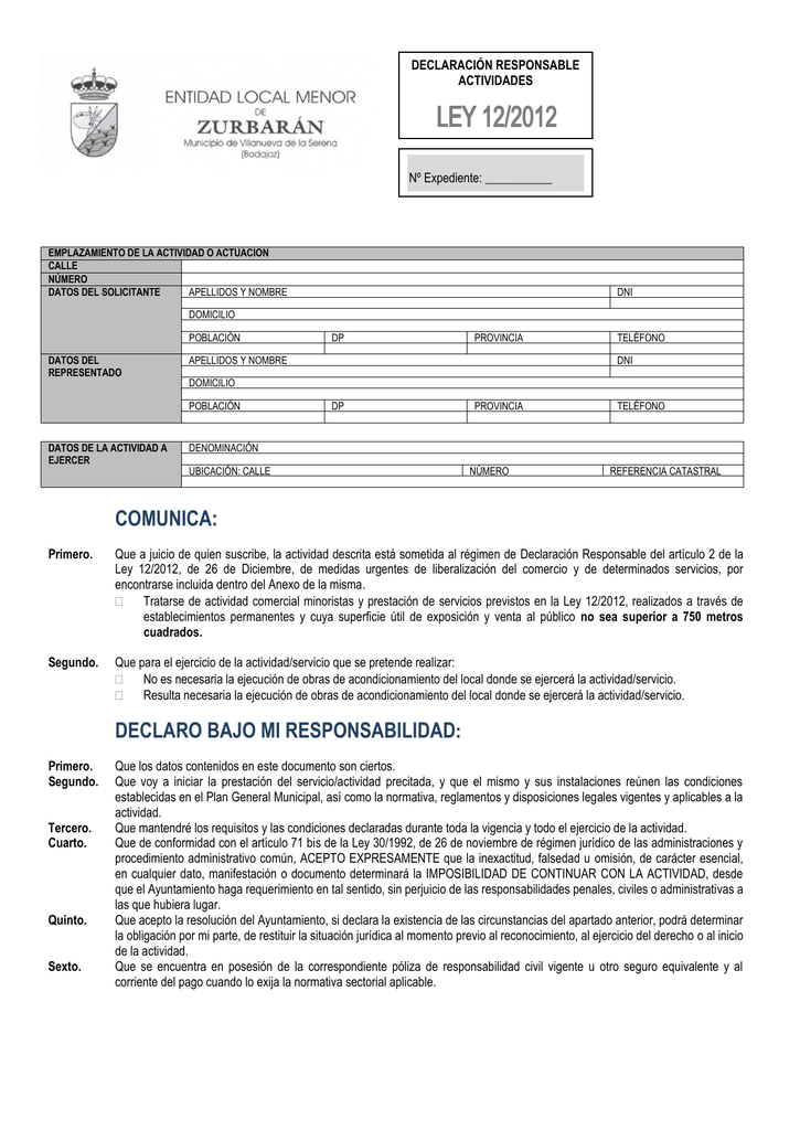 Modelo Declaración Responsable