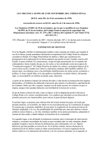 LEY ORGÁNICA 10/1995, DE 23 DE NOVIEMBRE, DEL CÓDIGO