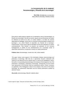 La incorporación de lo material: fenomenología y filosofía de la