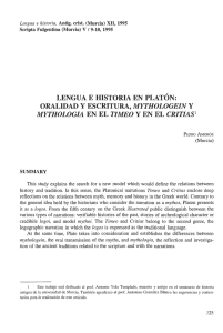 lengua e historia en platón - Revistas Científicas de la Universidad