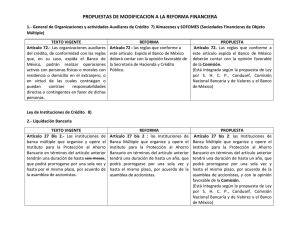 PROPUESTAS DE MODIFICACION A LA REFORMA FINANCIERA