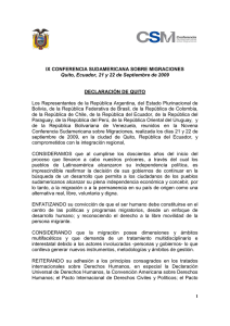IX CONFERENCIA SUDAMERICANA SOBRE MIGRACIONES Quito