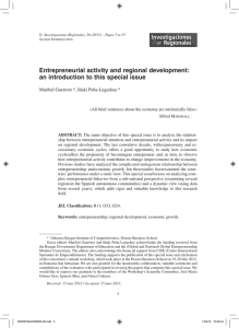 Entrepreneurial activity and regional development: an introduction to