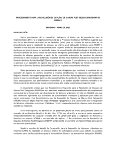 PROCEDIMIENTO PARA LA RESOLUCIÓN DE DISPUTAS DE