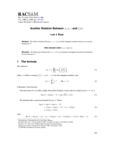 Another Relation Between pi, e, gamma and zeta(n)