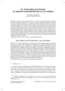 EL SUMO BIEN KANTIANO: EL OBJETO CONSTRUÍDO DE LA LEY