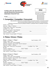 1. Competidor / Competitor / Concurrent 2. Pilotos / Drivers / Pilotes