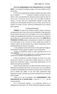 CAUSA PENAL No. 64/2012. 1 AUTO DE SOBRESEIMIENTO POR