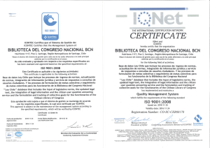 Certificado ISO 2014-2016 - Biblioteca del Congreso Nacional de