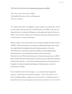 Señor Secretario General de la OEA, Honorables Ministros y Jefes