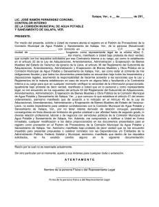 Xalapa, Ver., a __ de ______ de 201_ LIC. JOSÉ RAMÓN