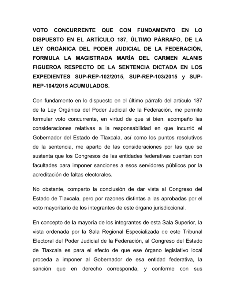 VOTO CONCURRENTE QUE CON FUNDAMENTO EN