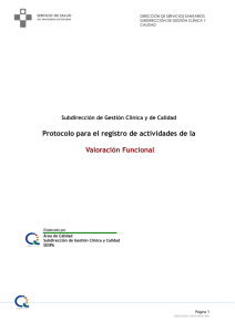 Protocolo para el registro de actividades de la Valoración Funcional