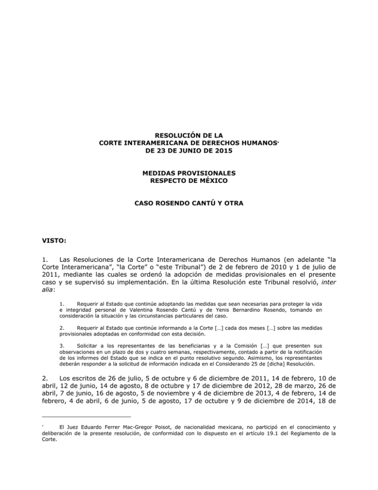 Resolución Corte Interamericana De Derechos Humanos