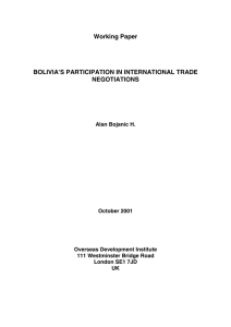 Bolivia`s Participation in International Trade Negotiations