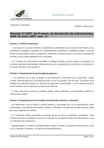 Decreto 3/1997, de 9 enero, de devolución de subvenciones.