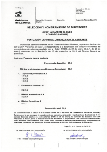 Puntuaciones definitivas y candidato seleccionado