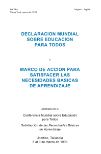 DECLARACION MUNDIAL SOBRE EDUCACION PA R A