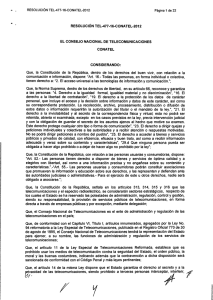 rt~cidad de las telecomunicaciones, siendo prohibido a terceras