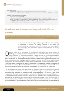 La educación. La transmisión y adquisición del euskera