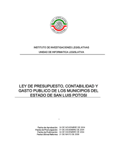 Ley del Presupuesto, Contabilidad y Gasto Público de los municipios.