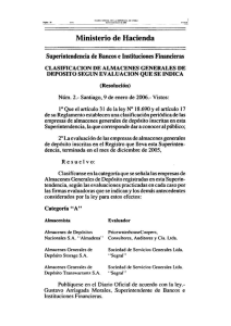 Clasificación de Almacenes Generales de Depósito