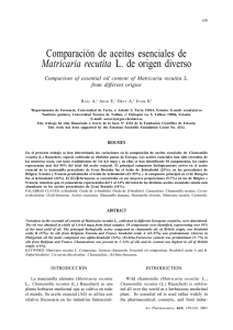 Comparación de aceites esenciales de Matricaria recutita L. de