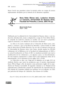 Nora Hebe Sforza [ed.]. Ludovico Ariosto. La Cassaria, Universidad