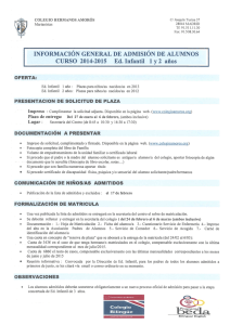 INFORMACIÓN GENERAL DE ADMISIÓN DE