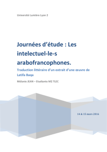 Journées d`étude : Les intelectuel-le-s arabofrancophones.